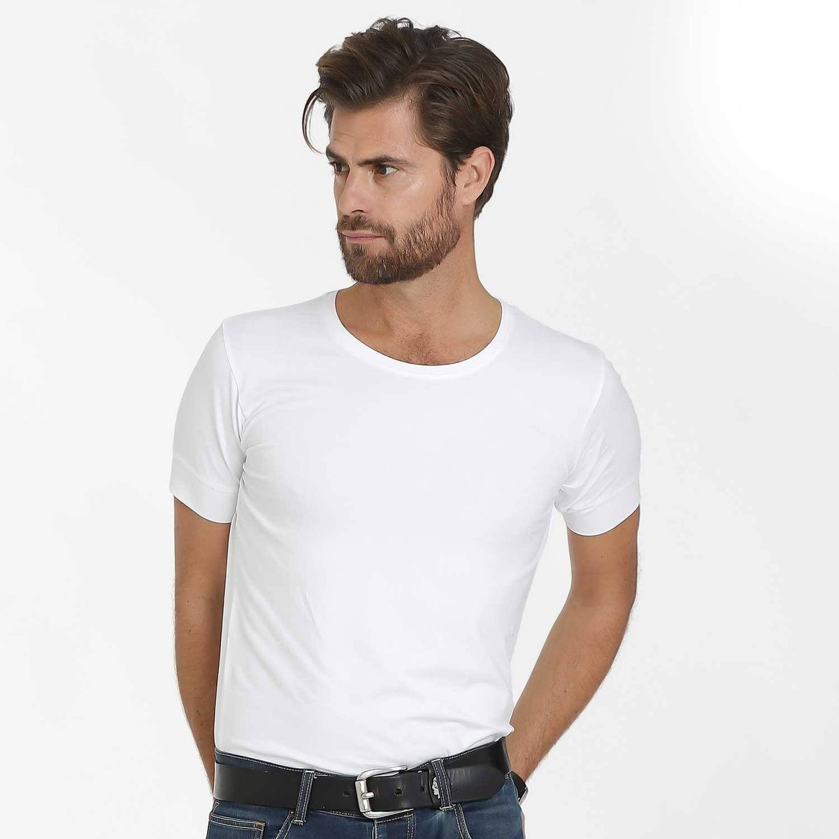 Bari – White Round Neck – T-Shirts – Sumisura