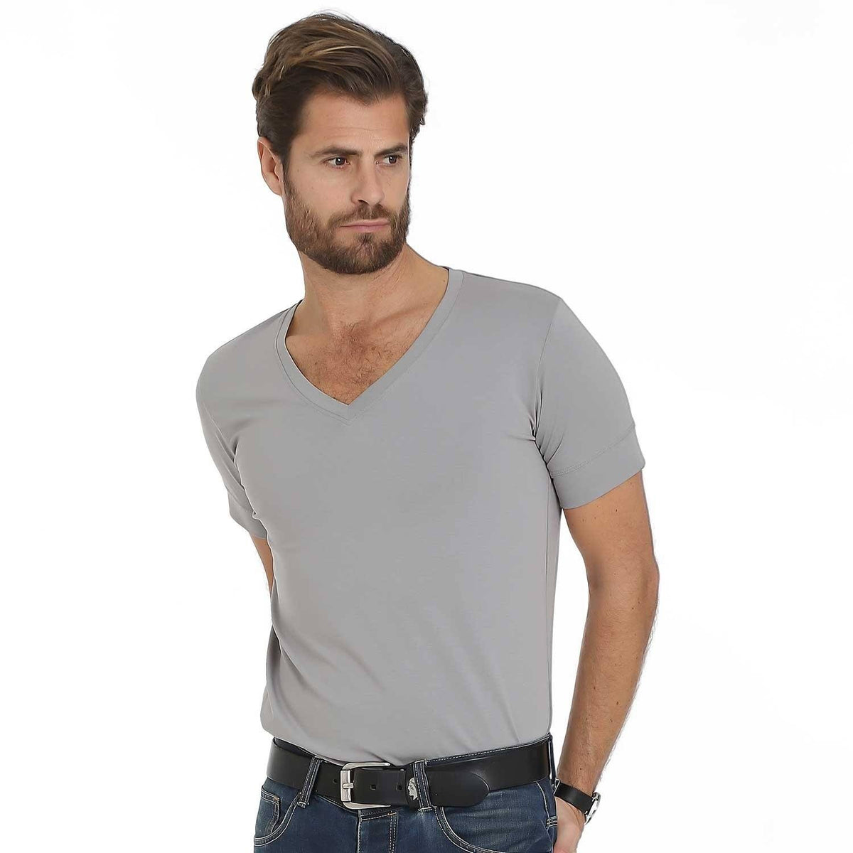 Florence – Grey V-Neck – T-Shirts – Sumisura